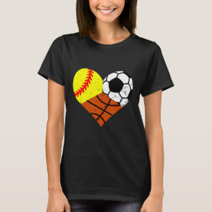 Softll Fußball Skizze Herz Lustiger Sport Spieler T-Shirt