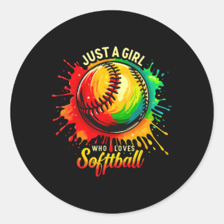 Softll Girl Just A Girl Who Loves Softll  Runder Aufkleber