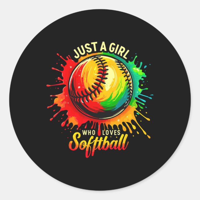 Softll Girl Just A Girl Who Loves Softll  Runder Aufkleber (Vorderseite)