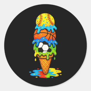 Softll Sketll Fußball Eiscreme-Tropf Sommer Spiel Runder Aufkleber