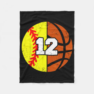Softll Sketll Number 12 Jersey Funny 12th Birthday Fleecedecke