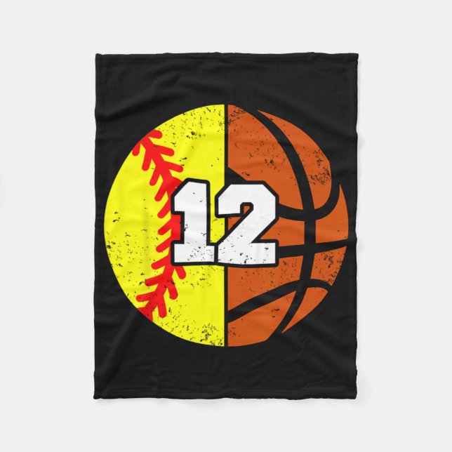 Softll Sketll Number 12 Jersey Funny 12th Birthday Fleecedecke (Vorderseite)