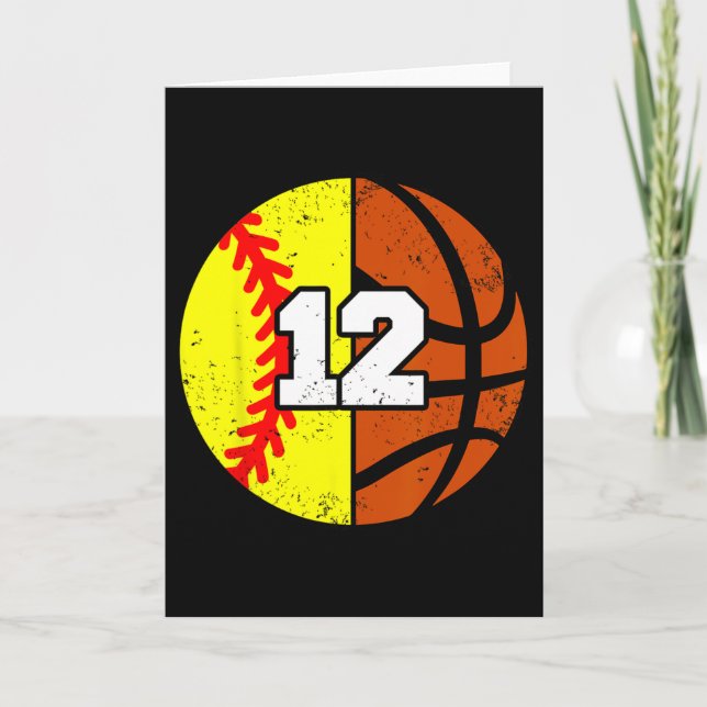 Softll Sketll Number 12 Jersey Funny 12th Birthday Karte (Vorderseite)