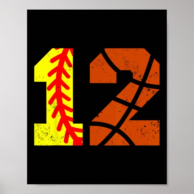 Softll Sketll Number 12 Jersey Funny 12th Birthday Poster (Vorne)