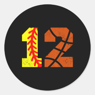 Softll Sketll Number 12 Jersey Funny 12th Birthday Runder Aufkleber