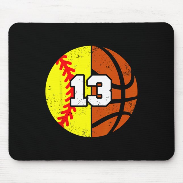 Softll Sketll Number 13 Jersey Funny 13th Birthday Mousepad (Vorne)