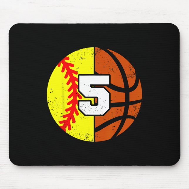 Softll Sketll Number 5 Jersey Funny 5th Birthday  Mousepad (Vorne)