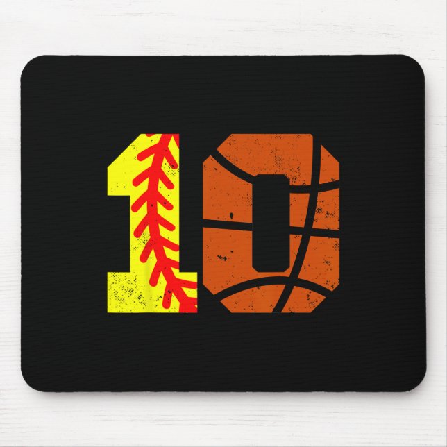 Softll Sketll Nummer 10 Jersey Lustig 10. Geburtst Mousepad (Vorne)