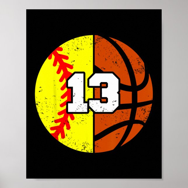 Softll Sketll Nummer 13 Jersey Lustiger 13. Geburt Poster (Vorne)