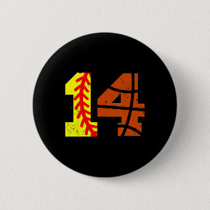 Softll Sketll Nummer 14 Trikot Lustiger 14. Geburt Button