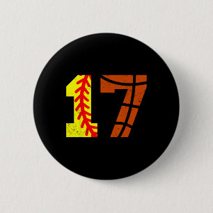 Softll Sketll Nummer 17 Trikot Lustiger 17. Geburt Button