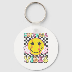 Softll Vibes Softll Retro Groovy Spieltag Mädchen  Schlüsselanhänger