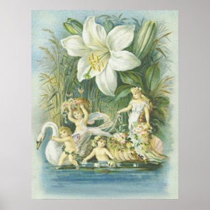 Softness - Fairies, Swan and Flower Poster