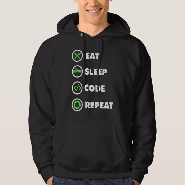 Software Developer Computer Coder aß Sleep Code R Hoodie (Vorderseite)