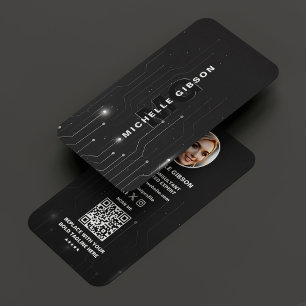 Software Developer Engineer Black Silver Modern Visitenkarte