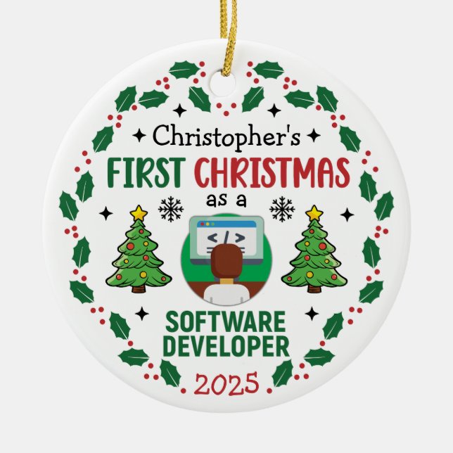 Software Developer Erster Weihnachtsmarkt-Individu Keramik Ornament (Vorne)