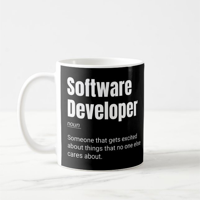 Software Developer Funny Programmer Definition Kaffeetasse (Links)