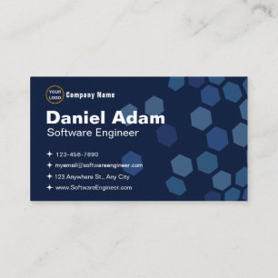 Software Engineer Business Cards Dark Blue Techno Visitenkarte