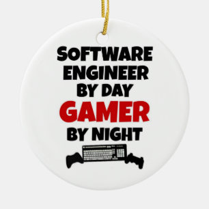 Software Engineer by Day Gamer by Night Keramik Ornament