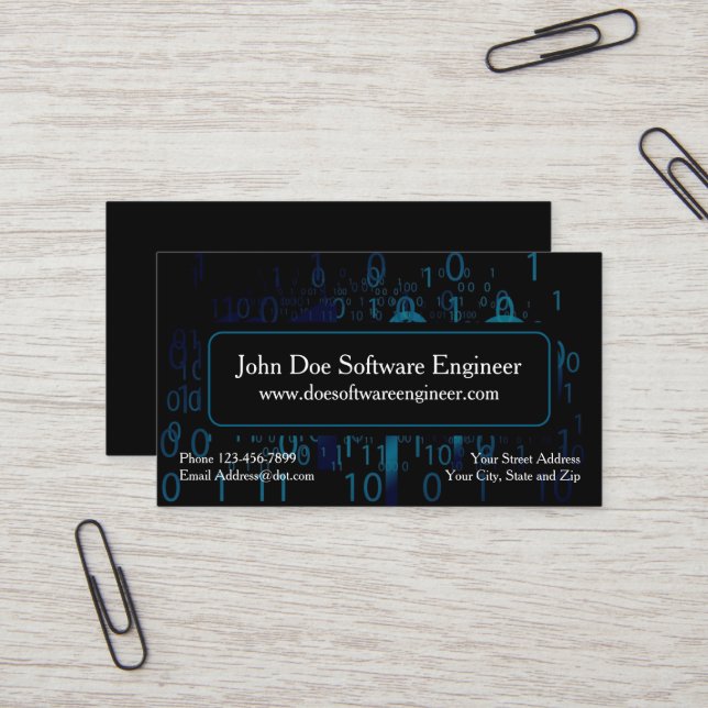 Software Engineer Cyber Security Business Card Visitenkarte (Vorderseite/Rückseite Beispiel)