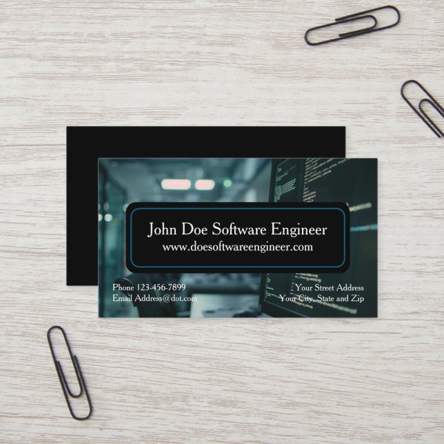 Software Engineer Cyber Security Business Card Visitenkarte (Vorderseite/Rückseite Beispiel)