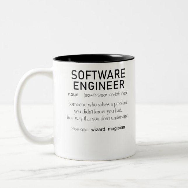 Software Engineer Definition Coder Definition Fund Zweifarbige Tasse (Links)