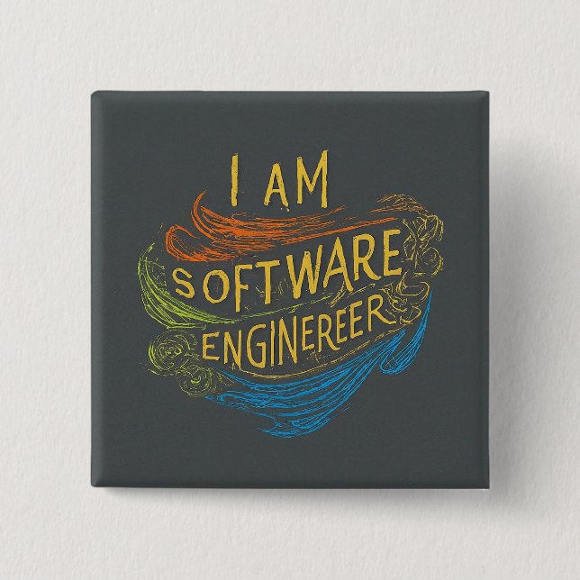 Software Engineer entwickelt Button (Vorderseite)