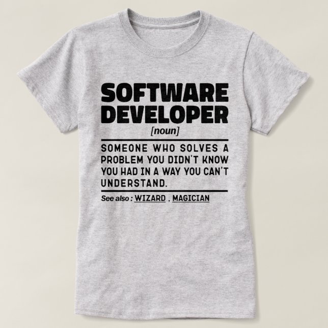Software-Entwickler Noun Definition Coding Experte T-Shirt (Design vorne)