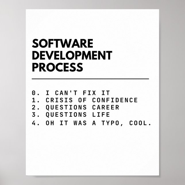 Software-Entwicklungsprozess Funny Developers Poster (Vorne)