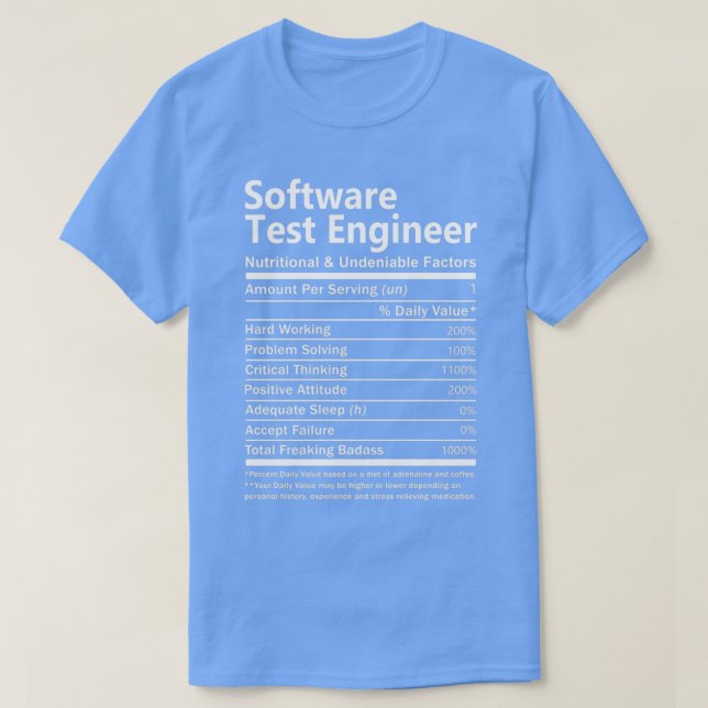 Software Test Engineer Ernährung und unverzichtbar T-Shirt (Design vorne)