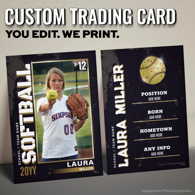 Software Trading Card Gold Baseball Player Card Telefonnummerkarte (Custom Softball Trading Card, Gold Player Card)