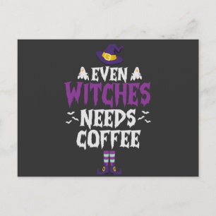 Sogar Hexen brauchen Kaffee Funny Spooky Halloween Einladungspostkarte