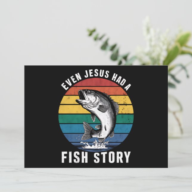 Sogar Jesus hatte den Bassfisch aus der Fischgesch Einladung (Stehend Vorderseite)
