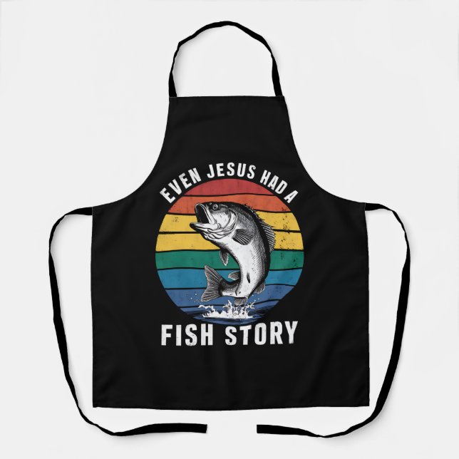 Sogar Jesus hatte den Bassfisch aus der Fischgesch Schürze (Vorderseite)