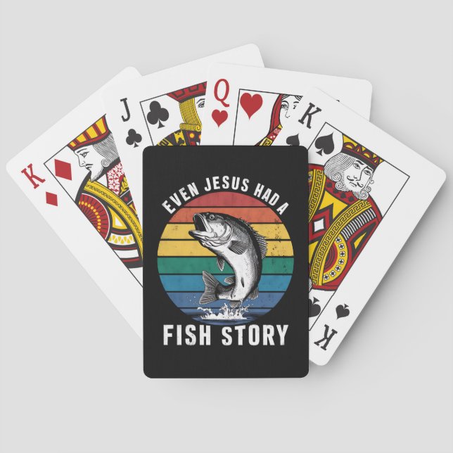 Sogar Jesus hatte den Bassfisch aus der Fischgesch Spielkarten (Rückseite)