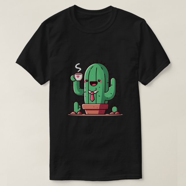 Sogar Kakteen trinken Kaffee T-Shirt (Design vorne)
