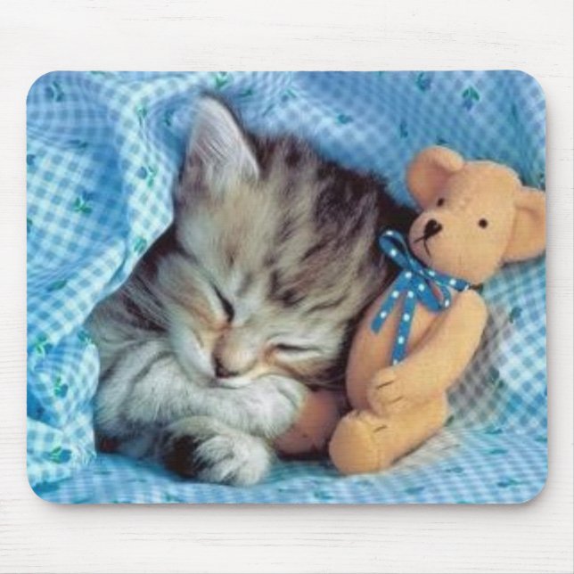 Sogar Kätzchen-Liebe-Teddy-Bären Mousepad (Vorne)