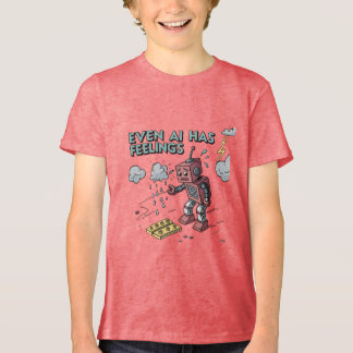 Sogar KI hat Gefühle - Funny Sad Robot Retro Tech Tri-Blend Shirt