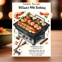 Sogar Koch Grillen Japanisch Sushi Hibachi 50. Geb Einladung