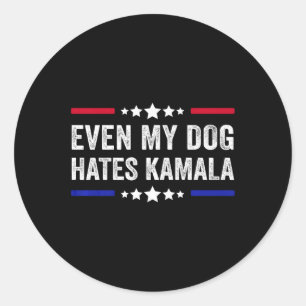 Sogar mein Hund hasst Kamala Harris 2024 amerikani Runder Aufkleber