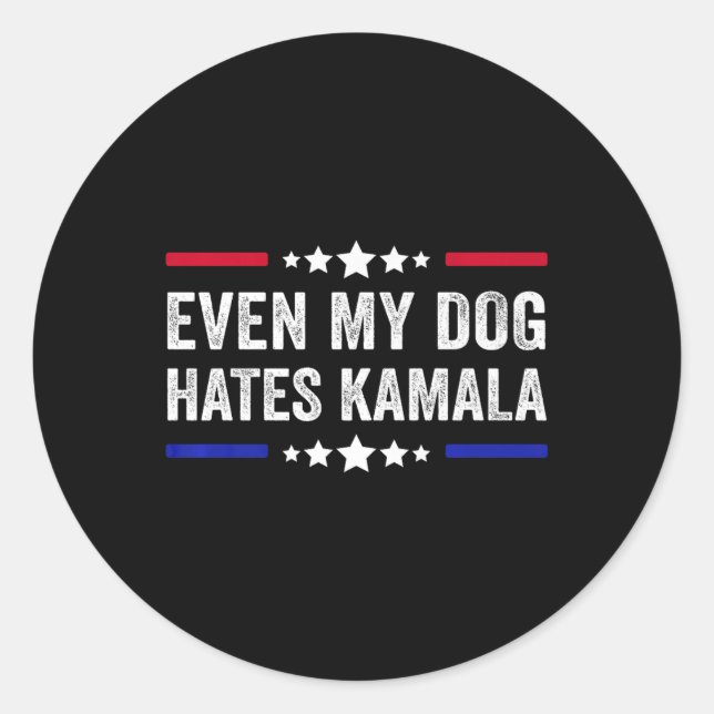 Sogar mein Hund hasst Kamala Harris 2024 amerikani Runder Aufkleber (Vorderseite)