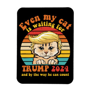 Sogar meine Katze wartet auf Trump 2024 Bekleidung Magnet
