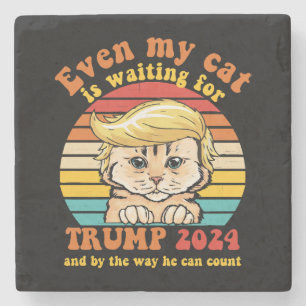 Sogar meine Katze wartet auf Trump 2024 Bekleidung Steinuntersetzer