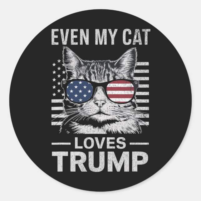 Sogar meine KatzenLieben Trump verschlingt die US- Runder Aufkleber (Vorderseite)