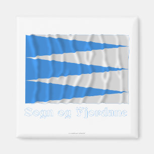 Sogn og Fjordane wellenartig bewegende Flagge mit Magnet