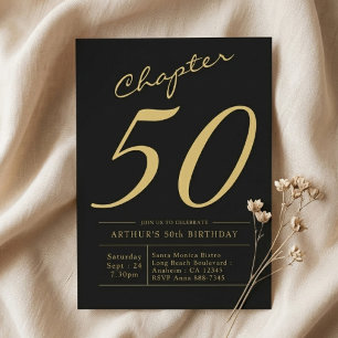 Sohn 50. Geburtstag 50 Jahre alt Schwarz Gold Part Einladung