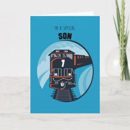 Sohn-7. Geburtstags-Zug, Little Boy, blau Karte