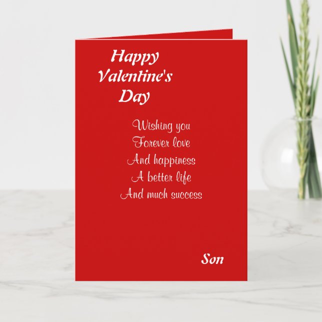 Sohn am Valentinstag Feiertagskarte (Vorderseite)