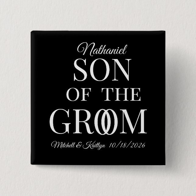 Sohn der Groomhochzeit Button (Vorderseite)