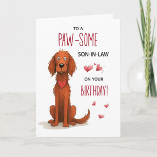 Sohn des Gesetzes Irish Setter Whimsical Geburtsta Karte